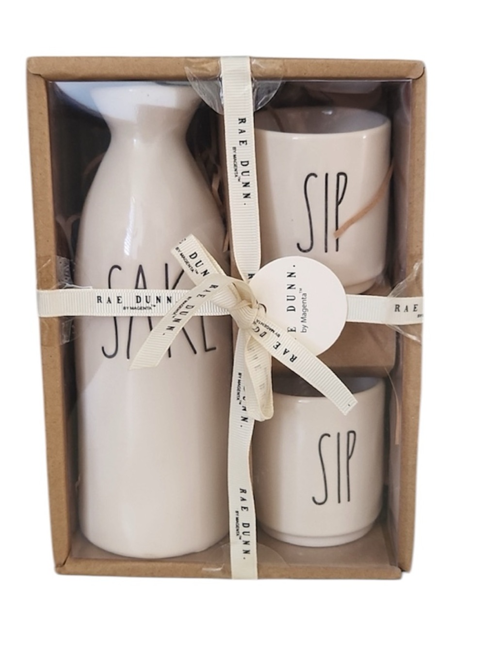 Rae Dunn Sake Carafe & Sip Cups Set
